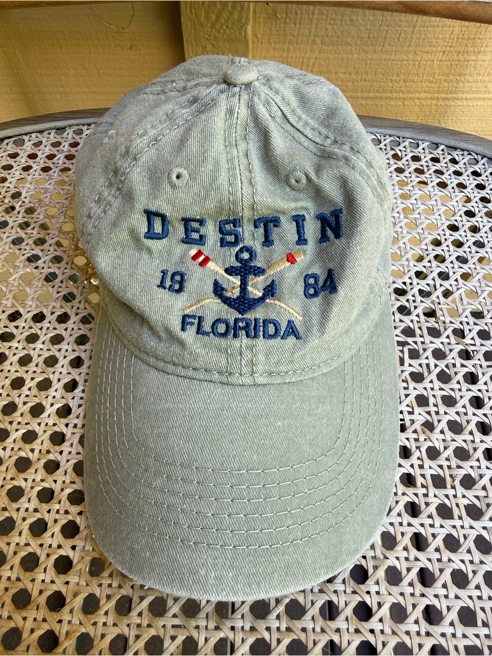 Destin Florida Embroidered Olive Green Adjustable Baseball Cap